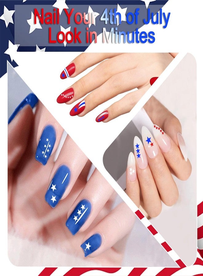 Allstarry Red White and Blue Star Stickers, 6 Sheets 4th of July Nail Stickers, Self-Adhesive Patriotic Nail Stickers Stars Nail Decals Small Star Nail Art Sticker for Womens 4th of July Accessories - Image 4